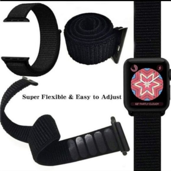 3-NEW Adjustable velcro loop strap for Apple Watch in Orange, mixed colors,& Tan - Picture 2 of 4